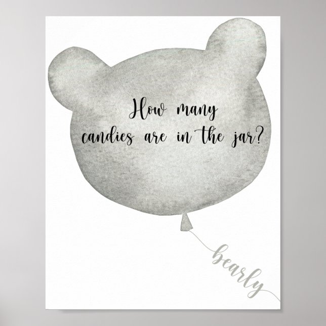 Bear Balloon adivinha quantos doces poster (Frente)