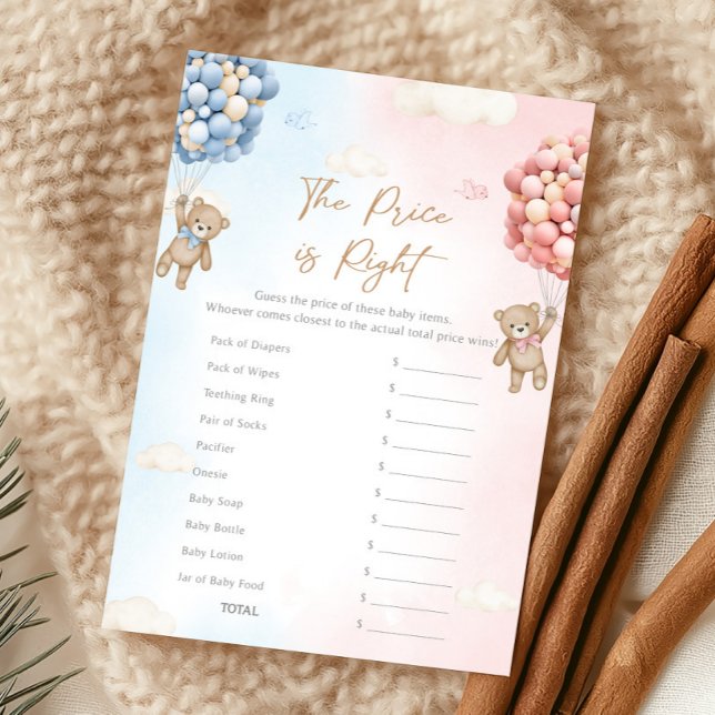 Bear Balloon Gender Reveal Price is Right Game (Bear Gender Reveal Game)