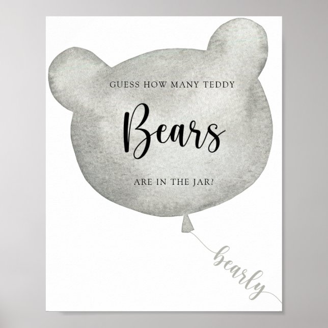 Bear Balloon guess how many teddy bears  poster (Frente)