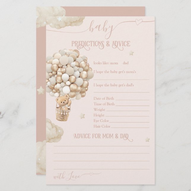 Bear Balões Andar Esperar Chá (Frente/Verso)