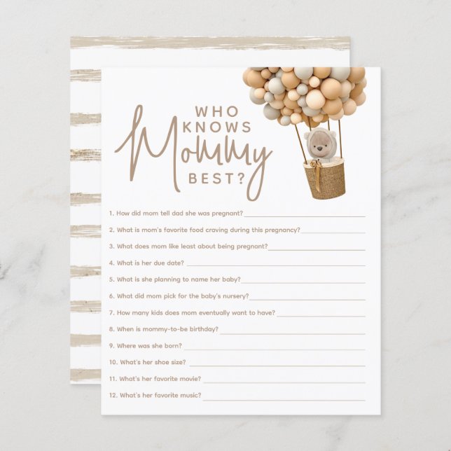 Bear Balões Modernos Jogo de Neutra Chá de Gênero (Frente/Verso)