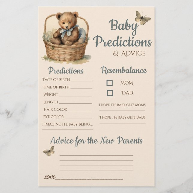 Bear Bear Boy Predication Advice Card (Frente)