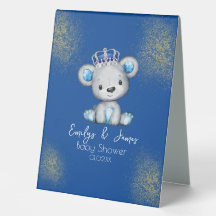 Bear Chá de fraldas Prince Sparkly Blue Boys