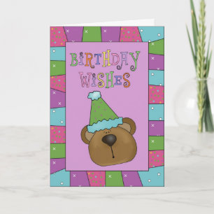 Bear Divertido Aniversário Deseja Cartão de Saudaç