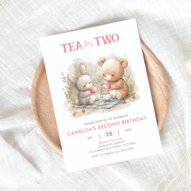 Bear e Bunny Tea por dois Convites de festas (Criador carregado)