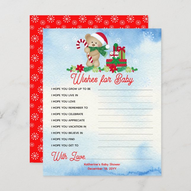 Bear Feliz Natal Esperança Chá Desejo Bebê (Frente/Verso)