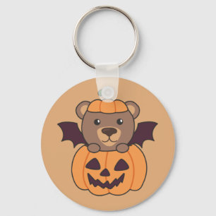 Bear Halloween Pumpkin Bat Costume Chaveiro