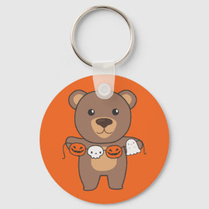 Bear Happy Halloween Pumpkin Bat Costume Chaveiro