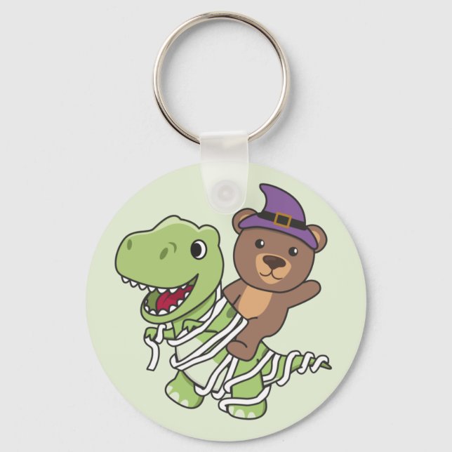 Bear Happy Halloween T-rex Mummy Costume Chaveiro (Frente)