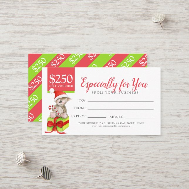 Bear no presente de Natal Certificado de presente  (Frente/Verso In Situ)