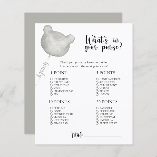 Bear o que está no jogo de chás de fraldas (Frente/Verso)