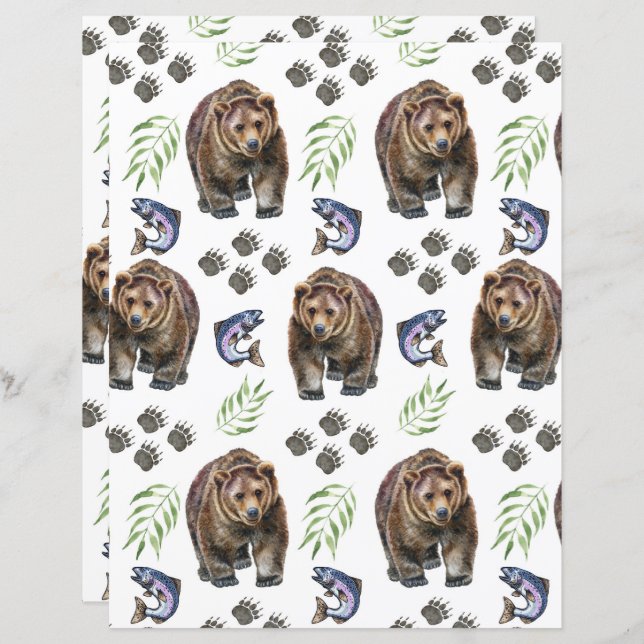 Bear Scrapbook Paper (Frente/Verso)