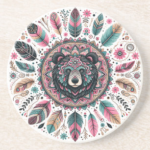 Bear Spirit Feather Porta copos Sandstone
