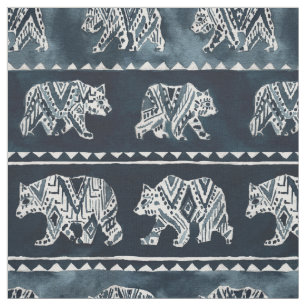 BEAR SPIRIT Indigo Boho - Tecido de Padrão Tribal