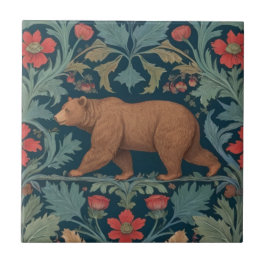 Bear William Morris estilo Floral Vermelho à Esque