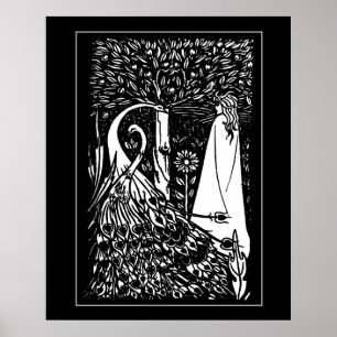 Beardsley Lady & Peacocks Poster