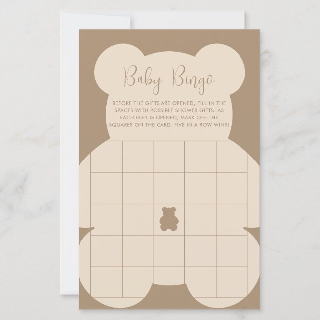 Bearly Wait Beige Baby Bingo Card (Frente)