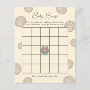 Beary Cute Brown Teddy Bear Chá de fraldas Bingo