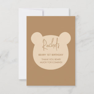 Beary First Birthday Cartões de agradecimentos