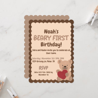 Beary First Birthday Convite