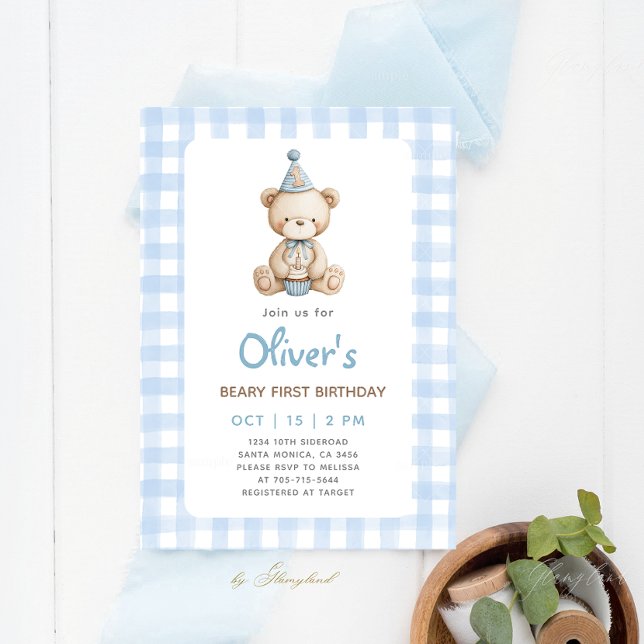 Beary First Birthday Convite (Criador carregado)