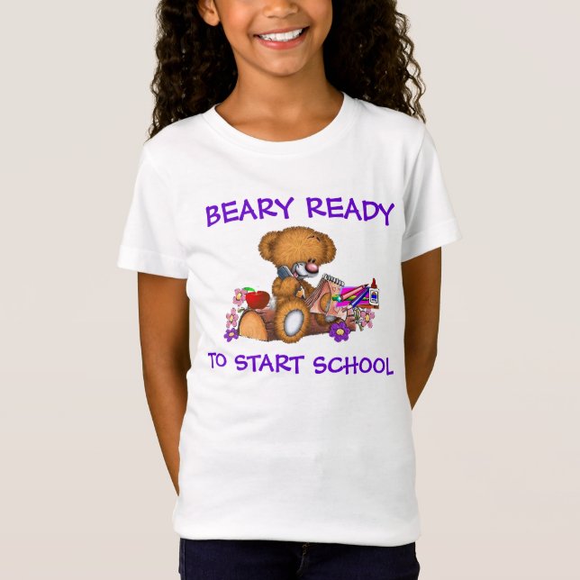 Beary Pronto Para Começar A Camiseta Das Meninas D (Frente)