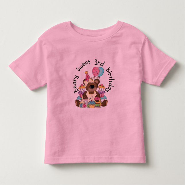 Beary Sweet aniversário de 3 anos Camisetas e pres (Frente)