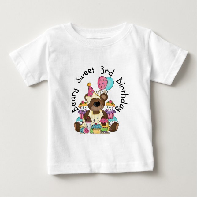 Beary Sweet aniversário de 3 anos Camisetas e pres (Frente)