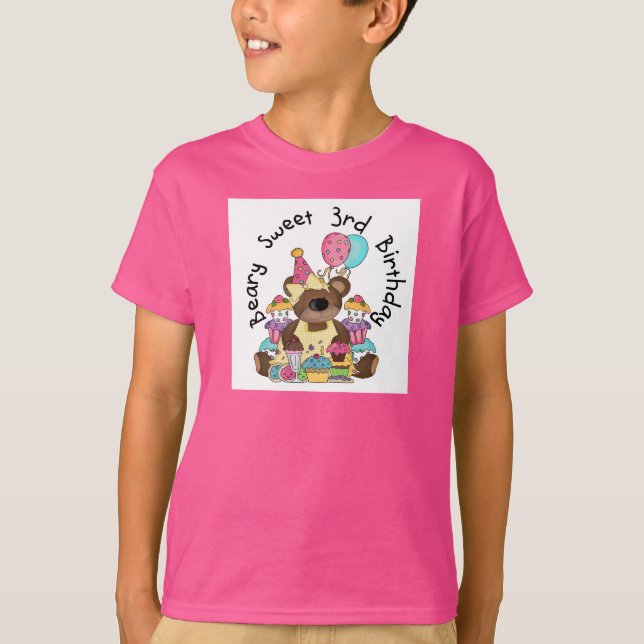 Beary Sweet aniversário de 3 anos Camisetas e pres (Frente)