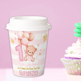 Beary Sweet One Paper Cups | Pink Boho Bear Party