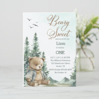 Beary Sweet Primeiro Convite De Aniversário | Past
