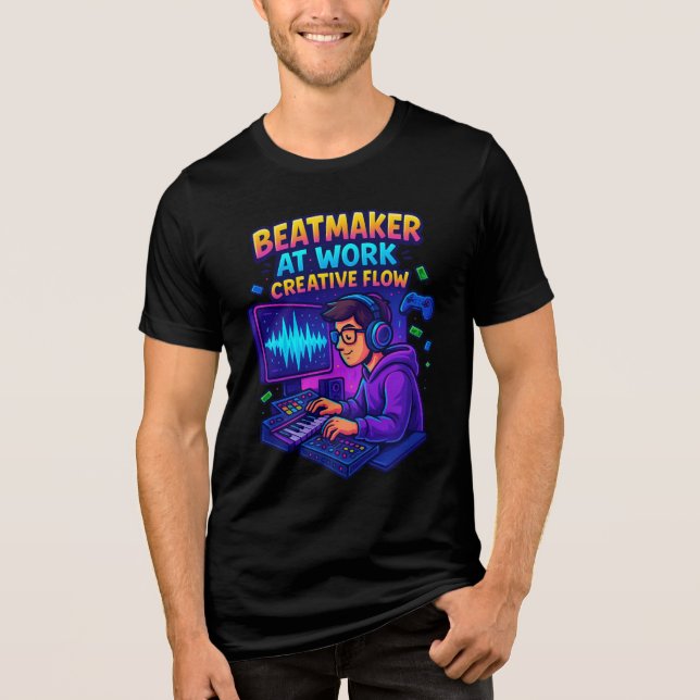“Beatmaker at Work – Creative Flow T-Shirt” (Frente)