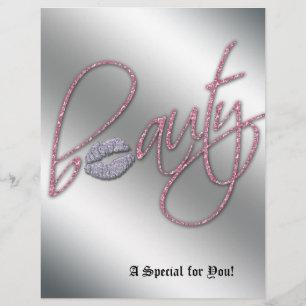 Beauon Salon Flyer Hair Pink Silver Lábios