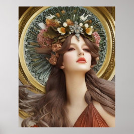 Beautiful Art Nouveau flowers Poster