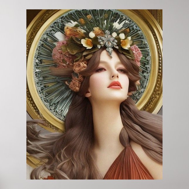 Beautiful Art Nouveau flowers Poster (Frente)
