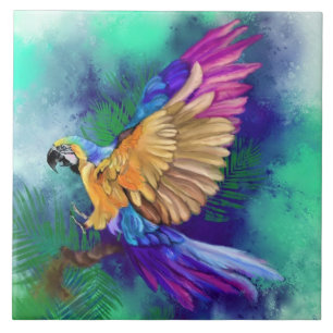 Beautiful Colorful Parrot Ceramic Tile