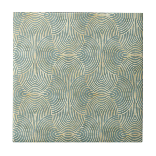 Beautiful ,fan,art deco, pattern,green colors,gre (Frente)