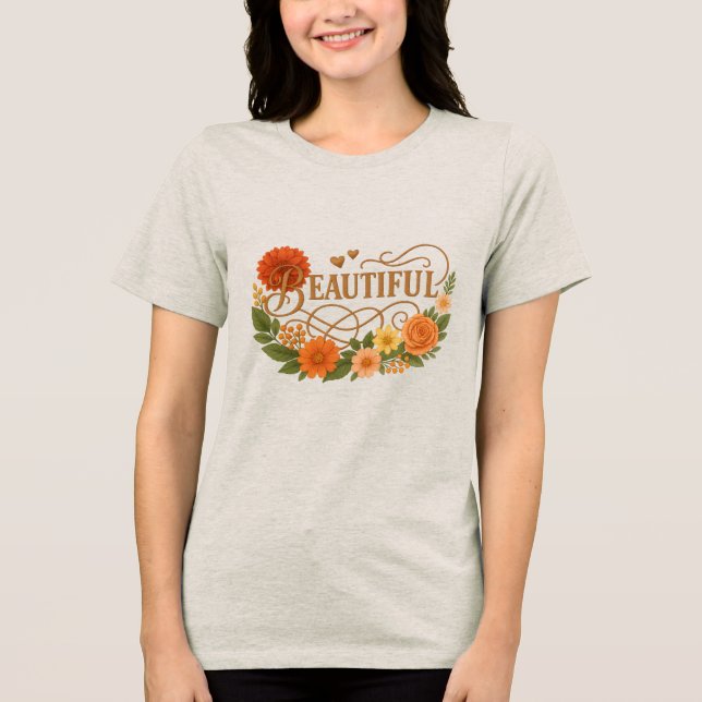 Beautiful Floral Art | Positive Embroidered tshirt (Frente)