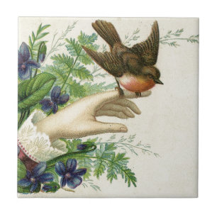 Beautiful hand with a bird and flowers