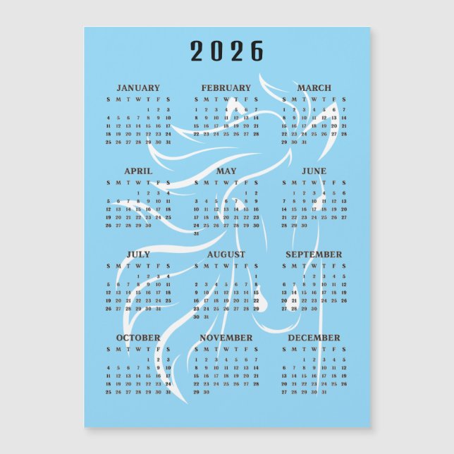 Beautiful Horse Design 2026 Calendar Magnetic Card (Frente)