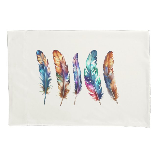Beautiful Multicolor Boho Feathers - Blue Graphic (Frente)