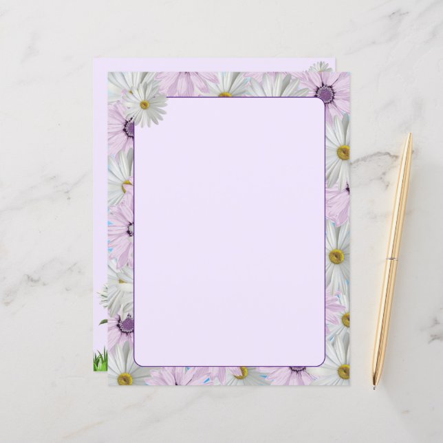 Beautiful Pink and White Daisies 8.5 x 11 (Frente/Verso In Situ)