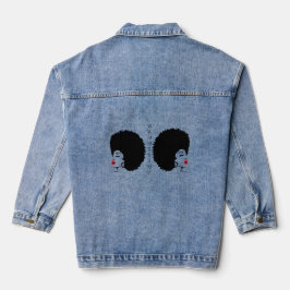 Beautiful Red Lip Afro Denim Jacket