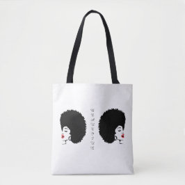 Beautiful Red Lip Afro tote bag