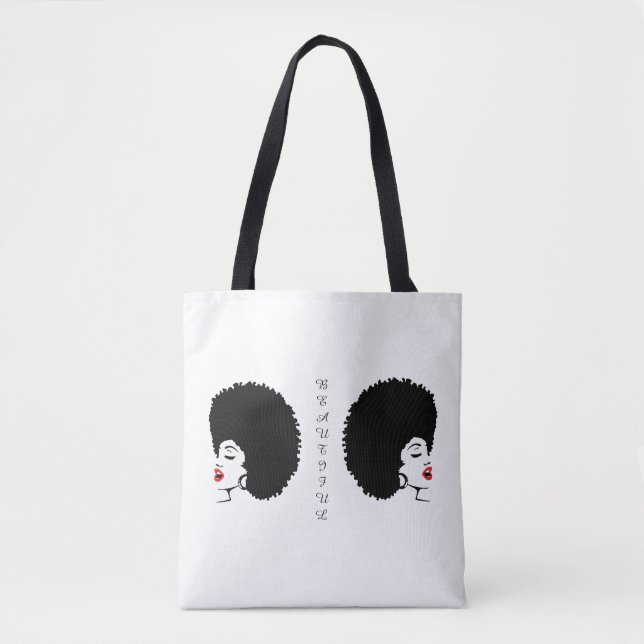 Beautiful Red Lip Afro tote bag (Frente)