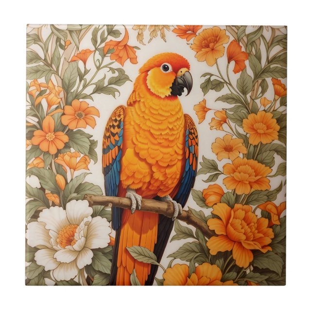 Beautiful Sun Conure William Morris Inspired (Frente)
