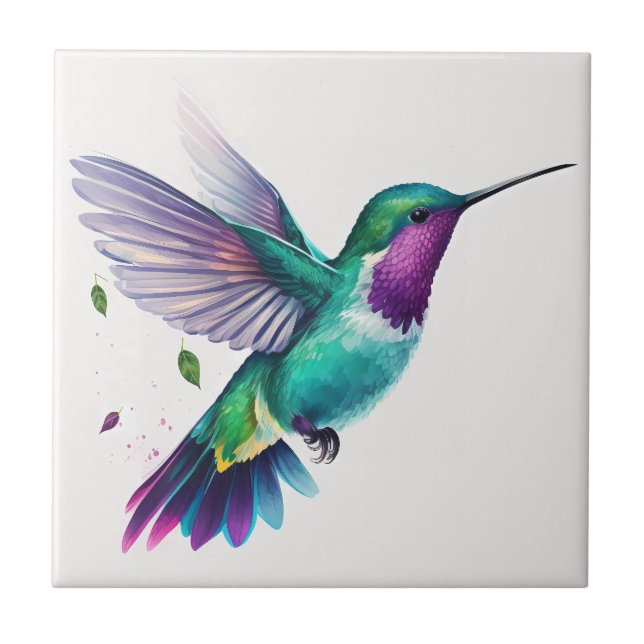 Beautiful Vibrant Watercolor Hummingbird Print (Frente)