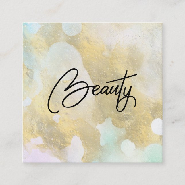 ~* BEAUTY Pastel Rainbow Gold Foil Cartão de visit (Frente)