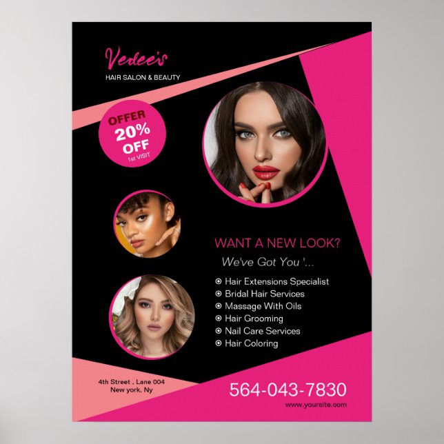 Beauty Salon Editable Poster (Frente)