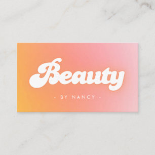 Beauty Salon Groovy Retro Peach Cartão de visita